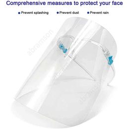 Safety Transparent Clear ECO PET Transparent with Glass Frame Plastic Reusable Protective Anti-splash and Fog Face Shield Mask DAA199