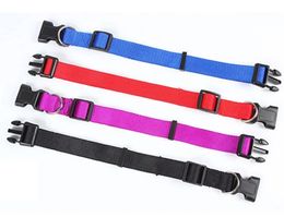 4 Colour Nylon Dog Collars Quick Release Buckle Strong Hardware Solid Colours Soft Adjustable Designer Belt Blank Pet Collar for Small Medium Large dogs Puppy Black B09