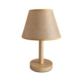 japanese desks UK - Table Lamps 2021 Xianfan Japanese Wood Lamp For Bedrom With Retro Lampshade Work Desk Flax Shades Vintage Night Lights