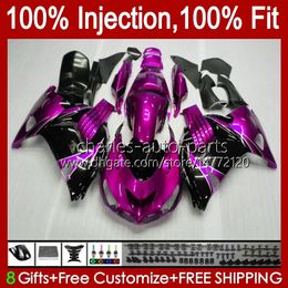 Injection OEM For KAWASAKI NINJA ZZR-1400 ZX 14R 14 R ZZR 1400 CC 06-11 Body 4No.150 ZZR1400 ZX14R 2006 2007 2008 2009 2010 2011 ZX-14R 06 07 08 09 10 11 Fairing rose black