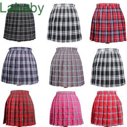 Women Grid Short Skirt Lady High Waist Dress Spring Fashion Skirts Cute Yellow Black Red Lattice Pleated Skirt Punk Style 2021