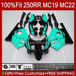 Bodywork Injection For HONDA CBR 250RR 250 RR CC 250R glossy cyan MC19 88-89 Body 112HC.179 CBR250RR 88 89 CBR250 RR CC 1988-1989 CBR 250CC 1988 1989 OEM Fairing Kit