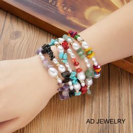 Bohemian Style Colourful Natural Stone Irregular Pearl Strands Bracelet Anklet for Gift