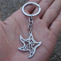 Starfish Stainless Steel Keychain Sea Star Keyring Men Women Unisex Jewelry 12 pcs/lot Whole