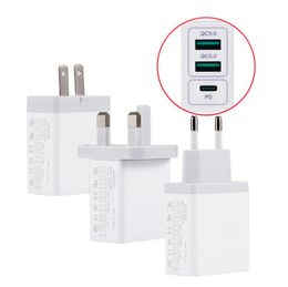 Dual USB Chargers Quick Charge 3.0 EU US UK Plug 18w 36w PD Fast Phone Charger Fast Charging Head Adapter