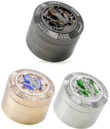 4 Layers Tobacco Grinder Frog Shape Herb Grinder Zinc Alloy Tobacco Crusher Gold/Gun/Silver 63mm Smoking Accessories BT1107