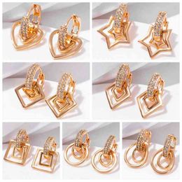 9 Styles Heart/Square/Round Drop Earrings for Women Indian Jewellery Elegant Geometric Dangle Earring Hoops Fashion Gifts G220312