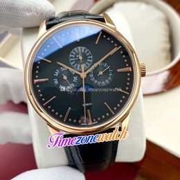 42mm Patrimony Perpetual Calendar Moon Phase 43175 Automatic Mens Watch 43175/000R Black Dial Rose Gold Case Brown Leather Strap Watches Timezonewatch E157