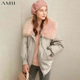 Short Down Coat Women Winter Loose Hooded Fur Collar Zipper Casual Female Jackets Overcoat 11870348 210527