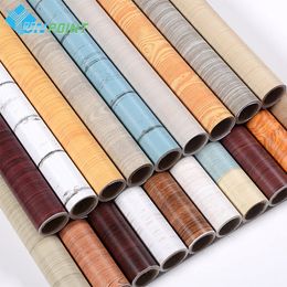 Old Furniture Decorative Stickers PVC Wood Self Adhesive Wallpaper Waterproof Fabric Kitchen Cupboard Wardrobe Door Wall Sticker 210308