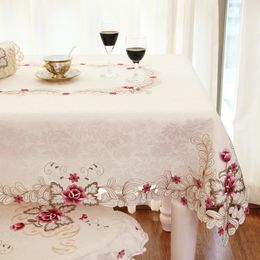 Table Cloth High - Grade Embroidery Tablecloth Chair Cover Jacquard Coffee