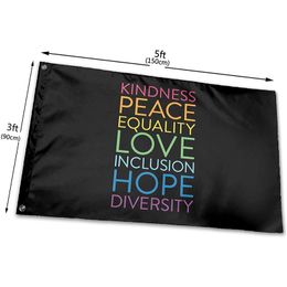 Kindness Peace Equality Love Inclusion Hope Diversity Flag 3x5 Ft American Flag Club Digital printing Banner and Flags Wholesale