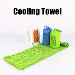 Cooling Towel Microfiber Yoga Sports Towels with Silicone Package Carabiner Portable Athletes Exercise Running-Instant Cold Temperature snap Cloth A02