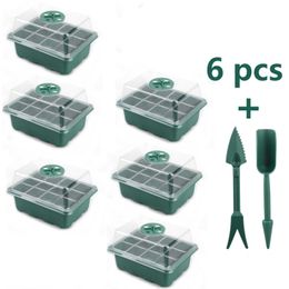 Plant Seedling Greenhouse Growth Tray Mini Incubato Pots PP 12 Holes Nursery Reusable Growing Adjustable Healthy Garden Start 210615