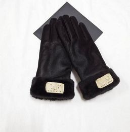 Winter Women Leather Gloves Matt Fur Mittens PU Five Fingers 3 Colours With Tag Wholesale no box