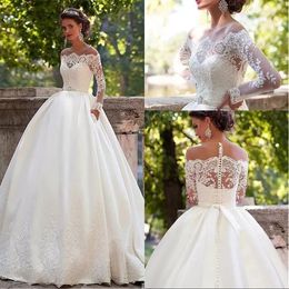A Line Wedding Lace Appliqued Bridal Gowns Vestidos De Novia Plus Satin Dresses 328 328