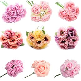 High Quality Artificial Orchid Silk Flower Foam Rose Flowe Bridal Bouquet Christmas Wedding Valentine's Day Gifts DIY Home Decor