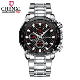 Chenxi New Watches Men Luxury Brand Military Watch Men All Steel Quartz Wristwatches Fashion Waterproof Relogio Nasculino Q0524