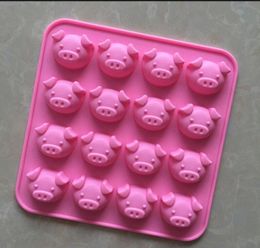 16 Hole Silicone Mold Cute Pig Head Shaped Chocolate Mold DIY Piggy Cake Mould Handmade Soap Molds#202126