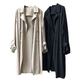 Feminino Casual Trench Coats Simples Clássico Casaco Longo Feminino Chique Jaqueta Moda Outono/Outono Sobretudos