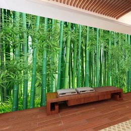 Custom 3D Wallpaper Green Bamboo Forest Landscape Photo Wall Murals Living Room Bedroom Background Wall Decor Papel De Parede 3D