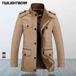 Brand Men's Casual Jacket Male trench Coat Oversized 6XL Autumn Washed Cotton Classic Long Jackets Men Outerwear BF5806 210811