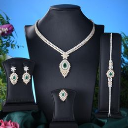 Earrings & Necklace Trend Luxury Gorgeous Cute Noble Bangle Ring 4PCS Jewellery Set Charm For Women Brides Wedding Jewellery