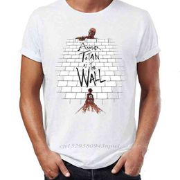 Men's T Shirt Attack on Titan The Wall Awesome Artwork Printed Mens Tshirt Hip Hop Streetwear New Arrival Male Clothes G1222