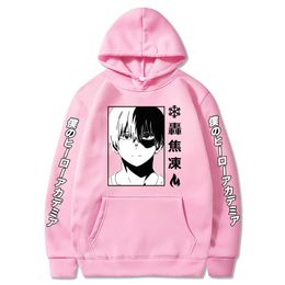 Harajuku My Hero Academia Hoodies Men Women Long Sleeve Sweatshirt Shoto Todoroki Anime Manga Hoodies Tops Clothes Y0803