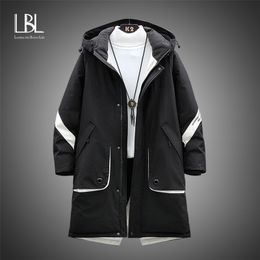 LBL Mens Long 90% White Duck Down Jacket Coat Luxury Brand Winter Solid Black Parkas Men Thick Warm Slim Fit Male Overcoats 211110