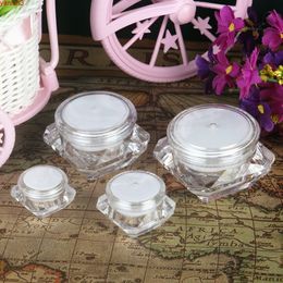 50pc/lot 10g Clear Plastic Cosmetic Jar,Empty Lotion Container,Refillable Jar Eyecream Box,Acrylic Diamond Shapegood qty