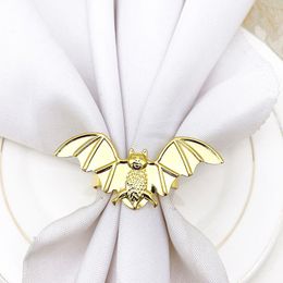 Napkin Rings 12pcs/lot Halloween Black Bat Ring Metal Buckle Suitable For Holiday Party Table Decoration Supplies