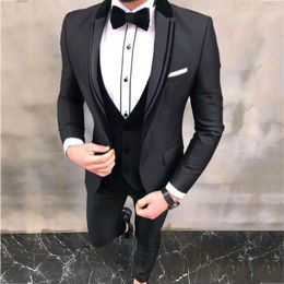 New Arrival Groomsmen Notch Lapel Groom Tuxedos Black Men Suits Wedding Best Man 3 Pieces Blazer ( Jacket + Pants + Tie + Vest ) L629