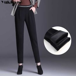 Korean Winter thick fleece harem Pants women High Waist Thick Harem Casual Trousers Female Autumn Plus Size 210608