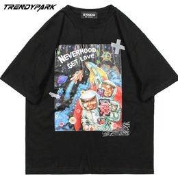 Men's Hip Hop Oversize T-Shirt Harajuku Funny Space Man Print T Shirt Casual Cotton Tshirt Summer Short Sleeve Tshirt Tops 210601