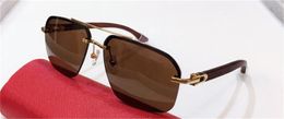 New fashion design sunglasses 0276SA square frameless wooden temples simple summer pop selling style uv400 outdoor protection eyewear top quality