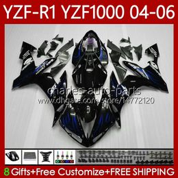 Fairings Kit For YAMAHA YZF-R1 YZF R 1 1000 CC YZF1000 YZFR1 04 05 06 Bodywork 89No.79 YZF R1 1000CC 2004 2005 2006 YZF-1000 2004-2006 OEM Motorcycle Blue flames Body