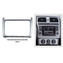 Car Silver Double Din Stereo Panel DVD multimedia Player Fascia for 2014 Volkswagen Polo Radio Dash Trim Refitting Frame