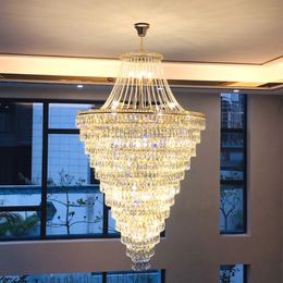 Multi Layers Large Crystal Chandeliers Modern Villa Lamp AC110V 220V Luxury Staircase Light Fixtures home decor fixture