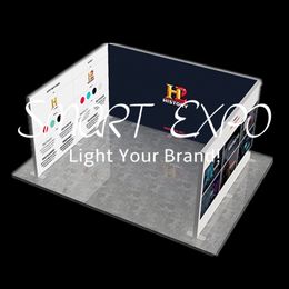 10x20 Modular Backlit Booth Advertising Display Exhibition Kiosk with Frame Kits Custom Print Carry Bag