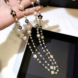 Fashion Classic Double Layers Simulated Pearl Women Bijoux Luxury Jewelry Long Necklace Fine Gifts For Mother