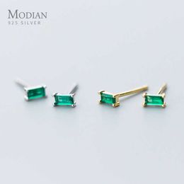 الفضة الصغيرة الصغيرة الزركون Zircon Stud أقراط 100 ٪ 925 الجنيه الاسترليني الزمرد قطع الأزرار الكريستال للنساء المجوهرات 210707