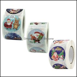 Adhesive Stickers Tapes & Office School Supplies Business Industrial 500Pcs/Roll Christmas Santa Patterns Gift Décor Card Sealing Label Xmas
