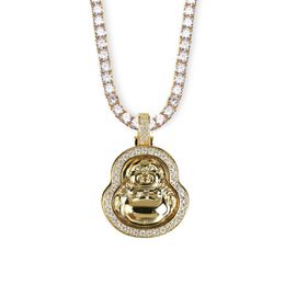 Pendant Necklaces Hip Hop Custom Gold Silver Colour Plated Maitreya Necklace Iced Out CZ Stone Chains For Women Men Jewellery Bling