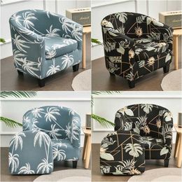 Tropical Plants Tub Sofa Covers Split Style Stretch Spandex Club Armchair Couch Slipcovers With Seat Cushion Summer 211207