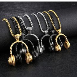 Pendant Necklaces Rock DJ Music Headphone Necklace Fashion Stainless Steel Men Women Hip Hop Headset Party Cool Jewelry