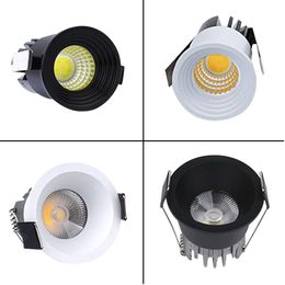 Downlights 10pcs 3W 5W Dimmable COB Led Recessed Cabinet Mini Downlight 110V 220v Jewellery Display Ceiling Round For Home Spot Light