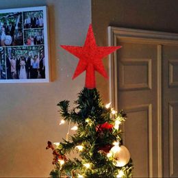 1P Christmas tree Top decoration Sparkle stars Christmas-tree Head orngments Christmas facade decor for home NewYear 2020 Natal Y0730