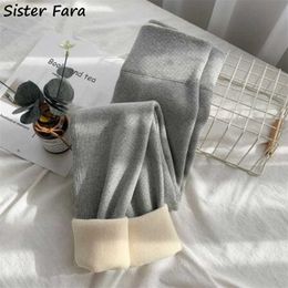 Sister Fara Winter Leggings for Women High Waisted with Fleece Waist Thick Pants Velvet Thermal Women's Warm 211221