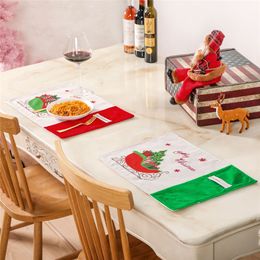 Christmas Placemats Santa Sledge Home Dining Table Mats New Year Xmas Decoration Heat-Resistant 33*46CM KDJK2109